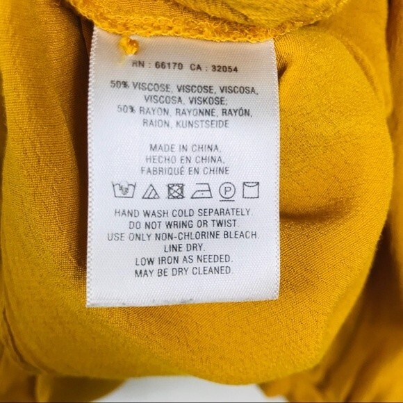 Anthropologie Maeve Brearly Open Shoulder Top Ruffle Blouse Yellow Boho 4 - Picture 11 of 13